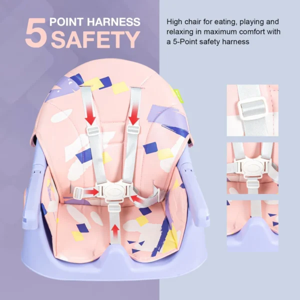 Baby High Chair for Kids with Adjustable Height, Footrest, Wheels, Safety Belt and Cushion For Infants & Toddlers |6 Months to 4 Years