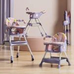 Baby High Chair for Kids with Adjustable Height, Footrest, Wheels, Safety Belt and Cushion For Infants & Toddlers |6 Months to 4 Years