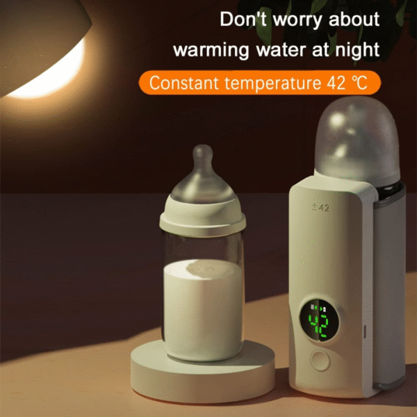 Baby Bottle Warmer with LCD Display, Portable Rechargeable Wireless Water Bottle Warmer