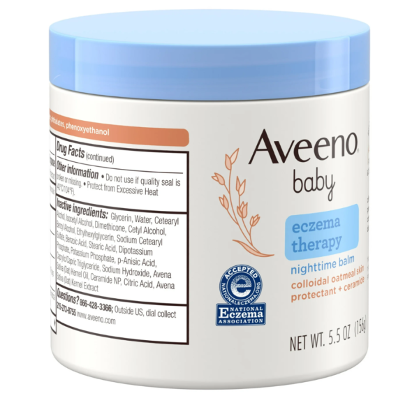 Aveeno Baby Eczema Therapy Nighttime Body Balm, Colloidal Oatmeal, 5.5 oz, 156g