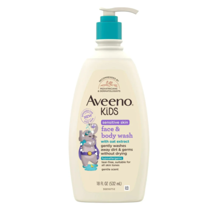 Aveeno kids sensitive skin face & body wash 532ml