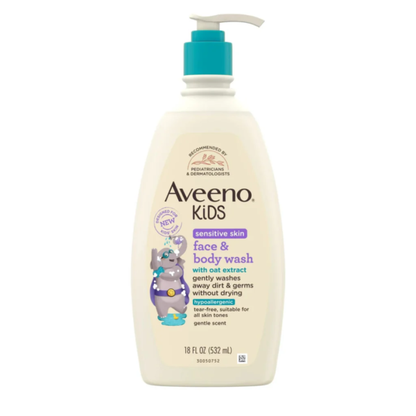 Aveeno kids sensitive skin face & body wash 532ml