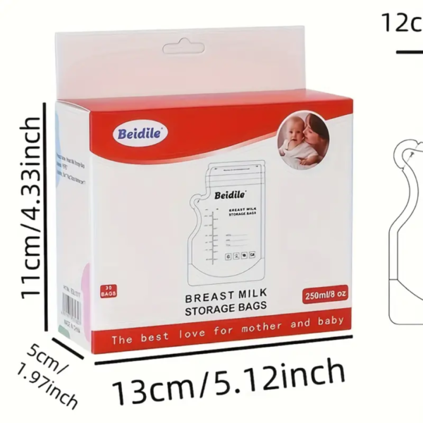 30-Pack 250ml/8oz Disposable Breast Milk Storage Bags